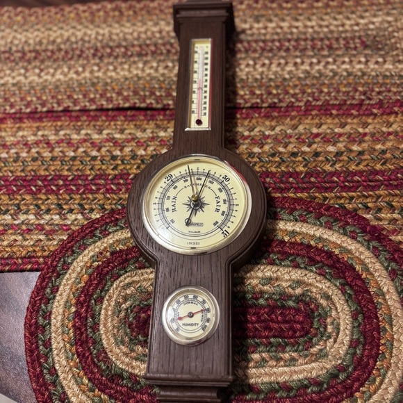 Springfield Banjo Style Wall Barometer with Thermometer and Hygrometer vintage - Picture 1 of 7